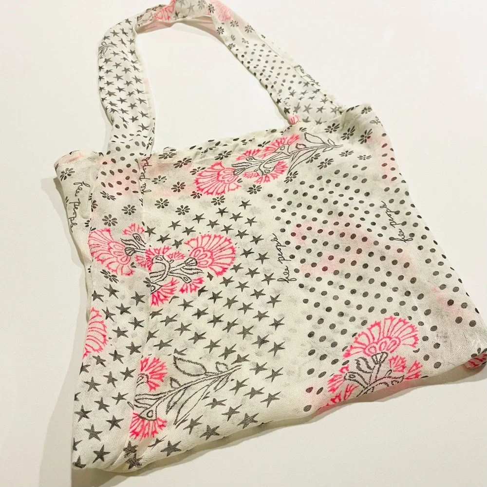 Free People Pink and Black Patterned Tote